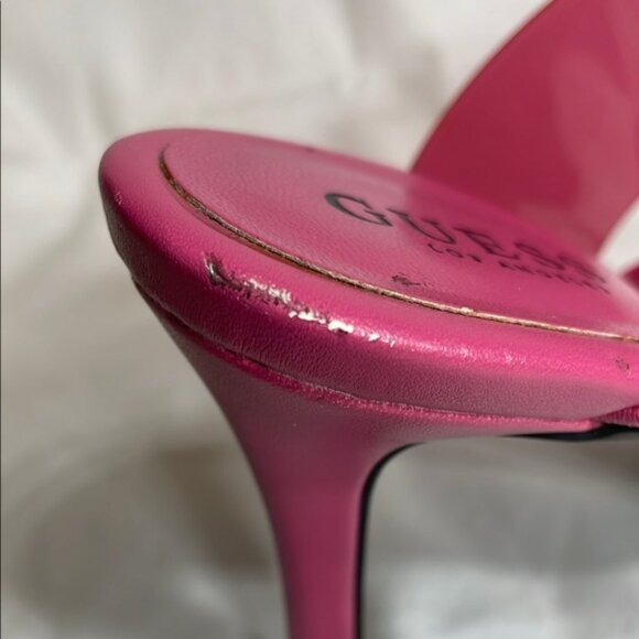 Guess Kayce Pink Stiletto Heels with Clear Straps Sandals Size 8.5 - Picture 11 of 13